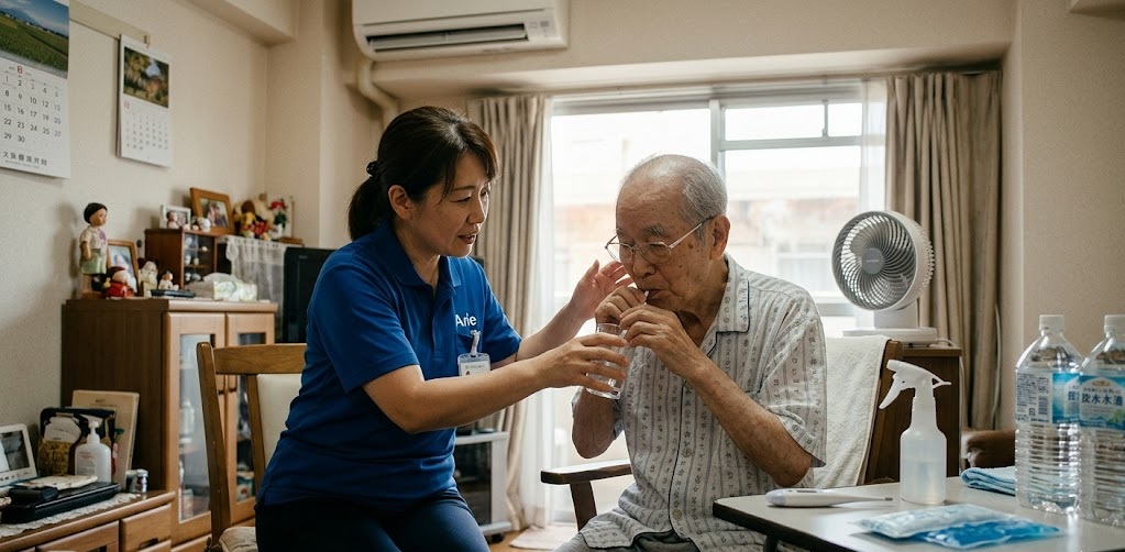 室内での熱中症が急増中！大阪のアリエ訪問看護ステーションが教える、在宅介護の盲点と対策
